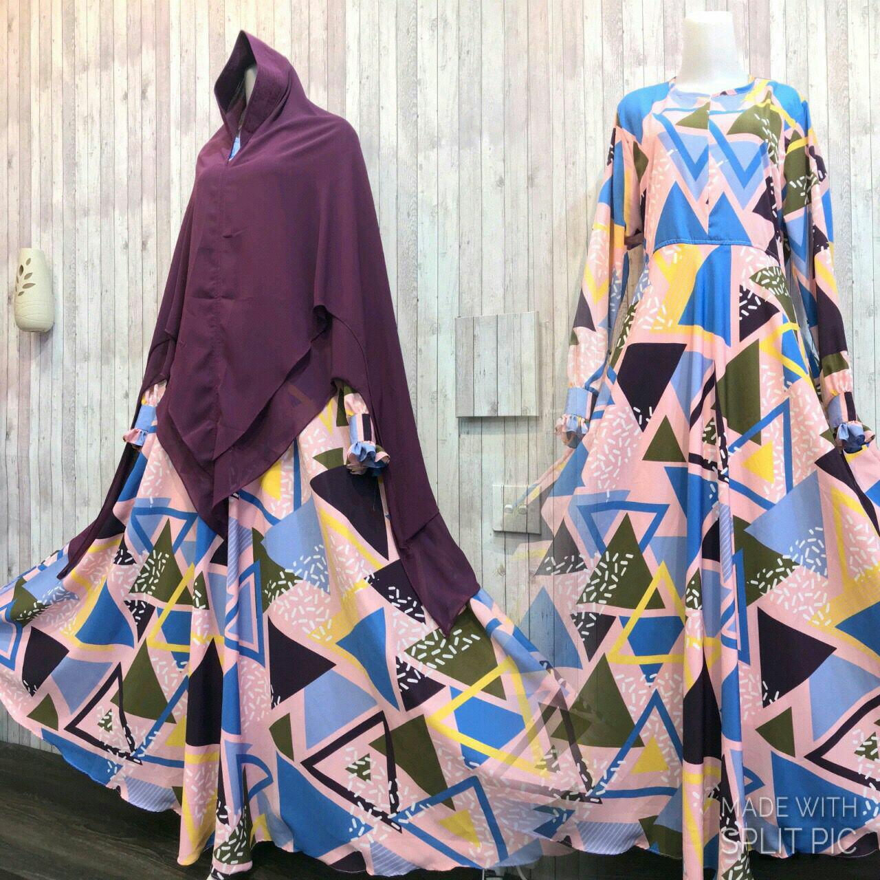 Adzra Diskon!!! Sale!!! Promo Gamis Murah/Gamis wanita/Busana muslim/Gamis syar'i - Asheeqa Dress - Biru