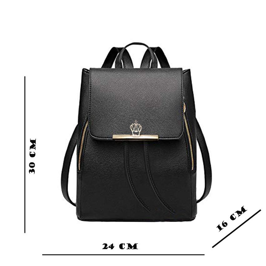 Tas Ransel Wanita Tas Bahu Kulit Wanita Tas Sekolah, Hitam Leegoal