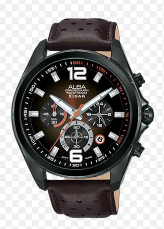 Alba AT3B55X1 Chronograph Men Dual Color Dial Ion Plating Case Brown Leather Strap