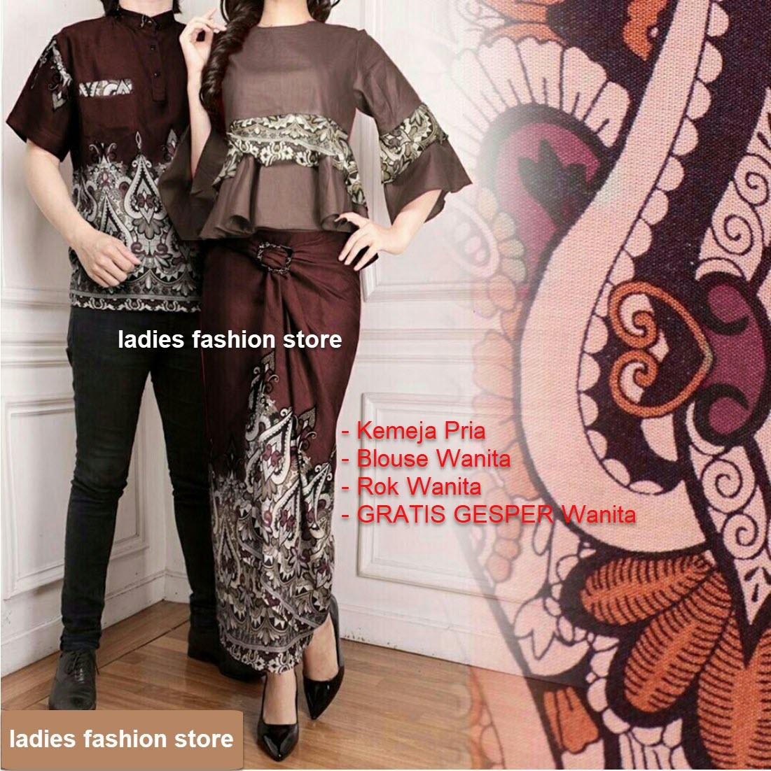 Batik Pasangan Pria dan Wanita / Kemeja Batik Pria Muslim / Setelan Batik Wanita / Blouse Batik / Dress Batik Pasangan / Pakaian Batik Muslim / Baju Batik Keluarga / Baju Batik Modern / Batik Couple / Batik Kembaran / Batik Adem Murah (audiacl) 7T- COKLAT