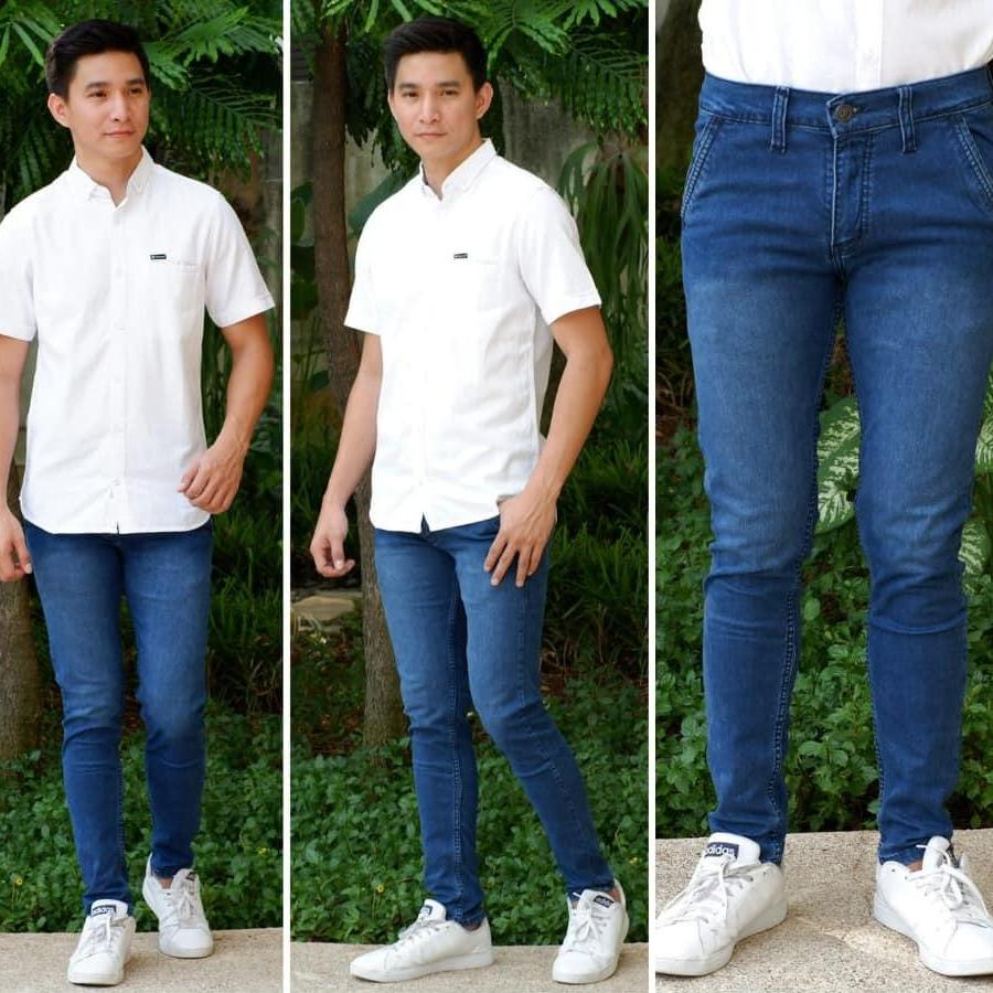 CELANA JEANS PRIA/COWOK PENSIL SKINY BIRU MUDA STREETCH