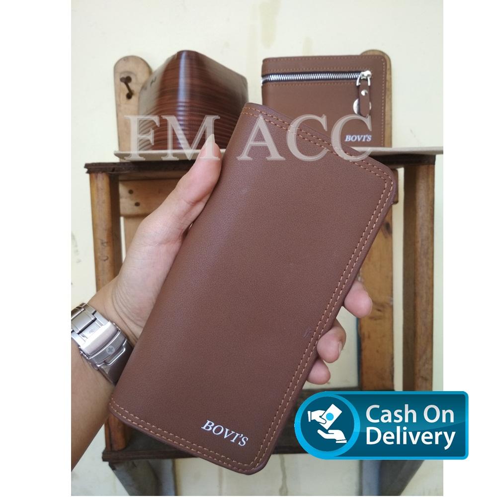 Dompet Kulit Model Panjang IMPORT Simple Fashion Formal Accessories 27160 - Coklat