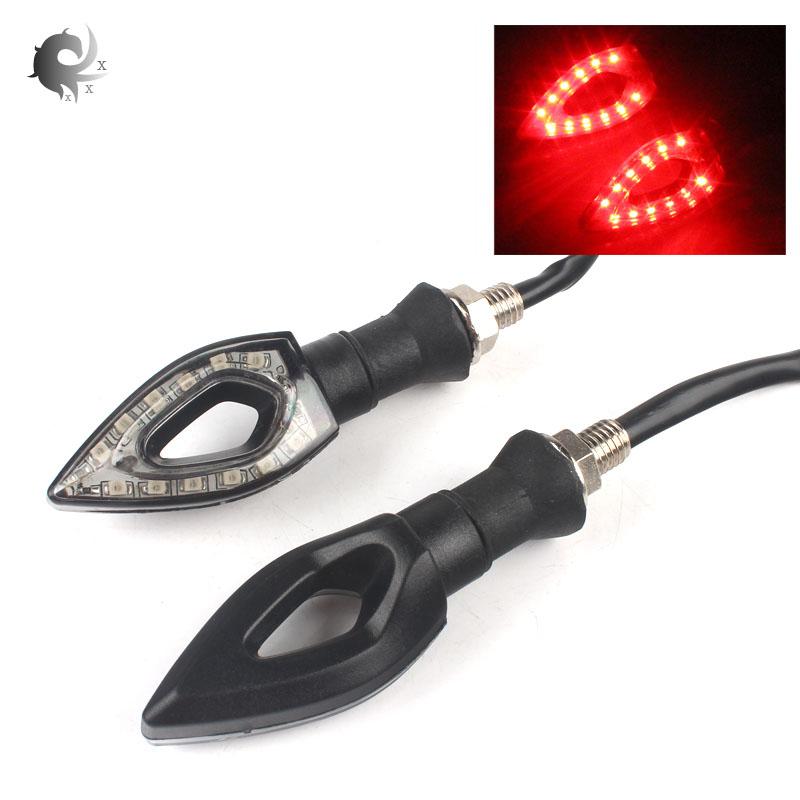 (2 lembar) (merah) sepeda motor LED lampu sein, lampu sein, lampu sinyal LED, sinyal belokan berbentuk hati, sinyal belok sepeda motor, bahan plastik berkualitas tinggi, desain ergonomis, awet, pengerjaan halus (10,5 * 3 cm)