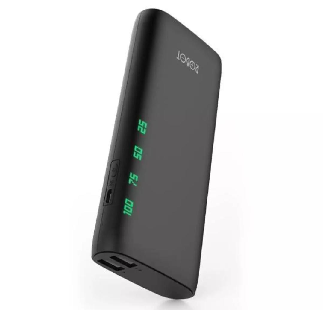 Powerbank Robot RT130 10000mAh pb Led Indicator power bank 10000 mAh 2 output usb ports original - Black