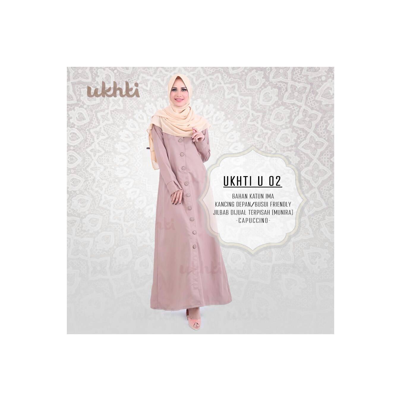 U 02 Gamis Ukhti Bahan Katun Ima Busui Rok Lebar Warna Cappucino
