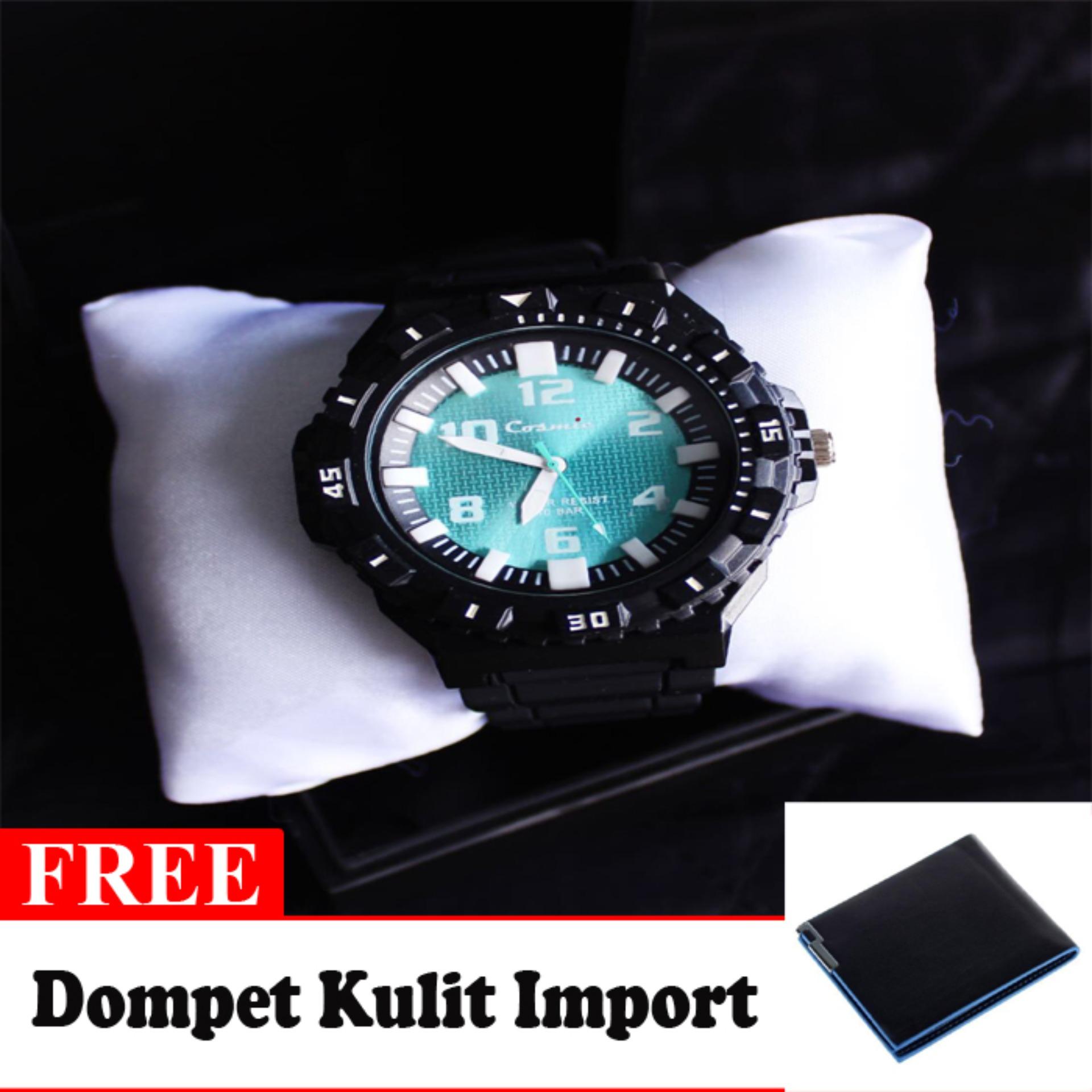 Cosmic Zero Jam Tangan Sport Analog - Hitam Free Dompet Kulit Import