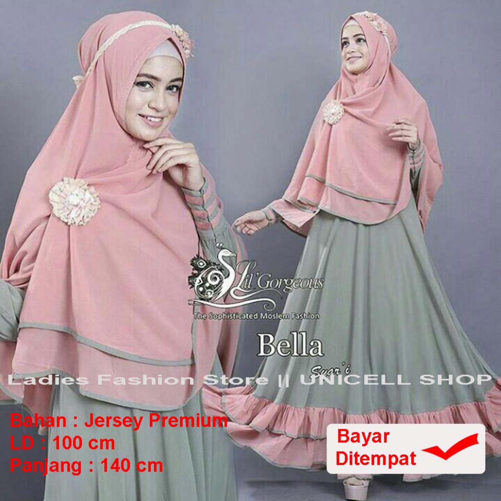 UC Baju Gamis Dress Muslim Syari Wanita EYYA Polos (LLABE) 1N - Hijau ( Dapat Jilbab ) / Hijab Muslimah / Baju Muslimah Wanita / Syari Syari'i Muslim / Gaun Muslim / Long Dress Muslimah Wanita