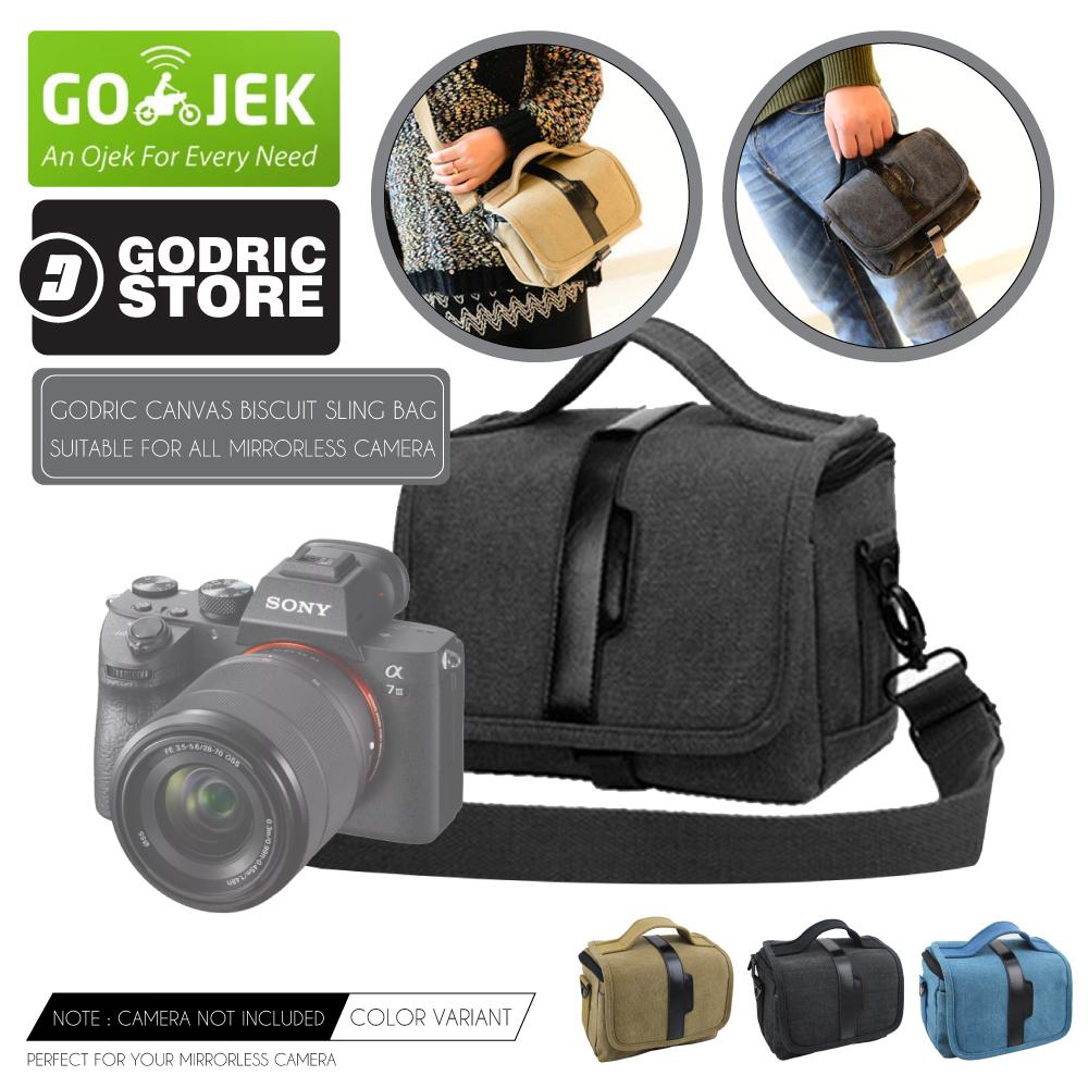 Godric Tas Canvas Fashion Minimalis Sling Bag Case Kamera Mirrorless UNIVERSAL XA3 XA5 XA10 XA20 A6000 A6300 M10 M3 M100 etc