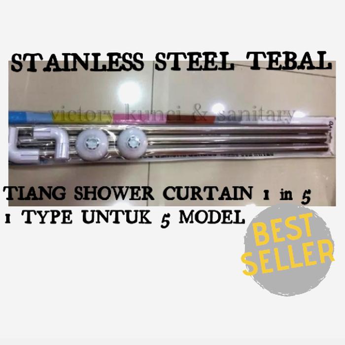 Tiang shower curtain U / L / Lurus | Tiang tirai kamar mandi stainless