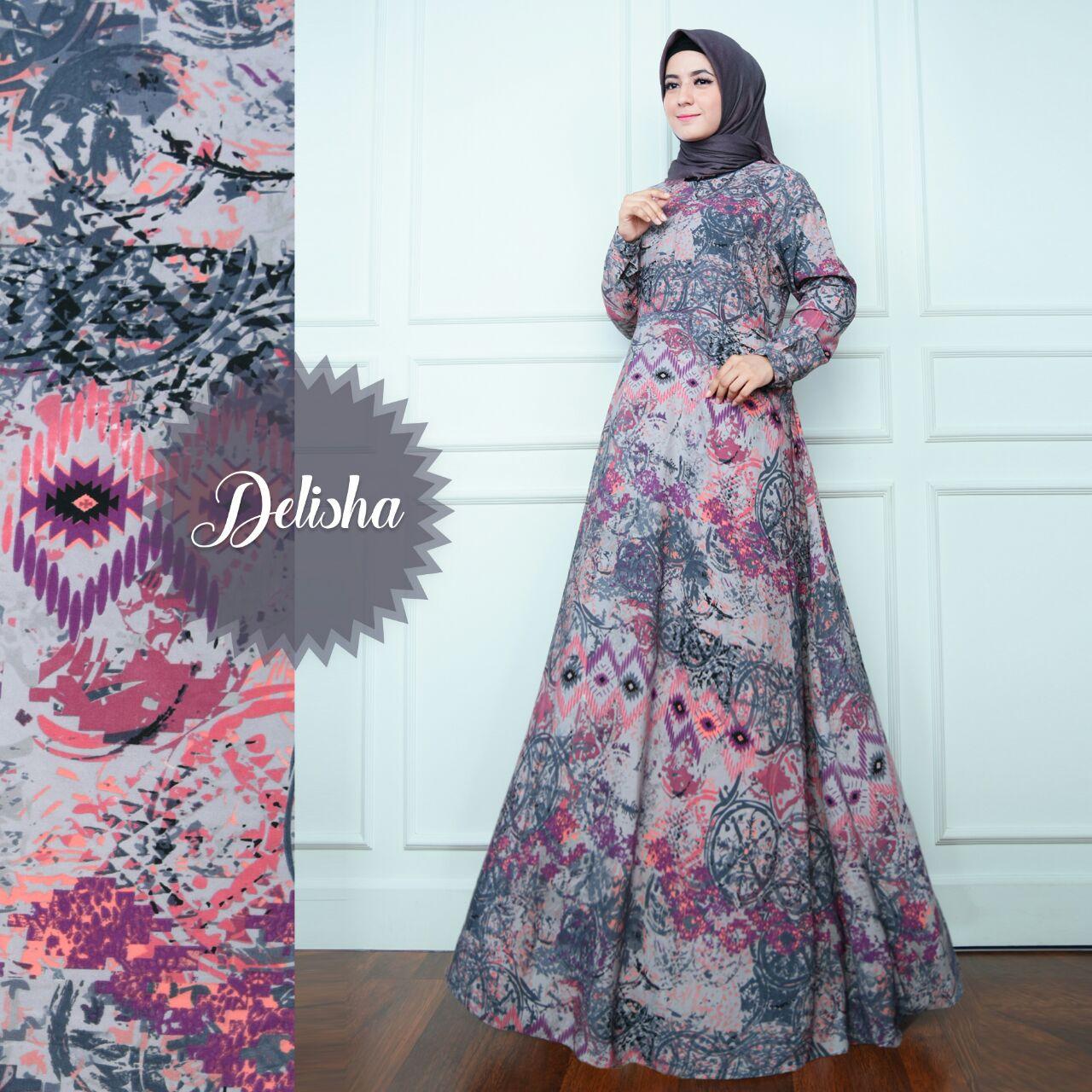 Anggun Gamis – Fashion Wanita - Gamis Muslimah – Gamis Murah – Gamis Kekinian – Satu Set Kerudung - Bahan Monalisa – Delisha