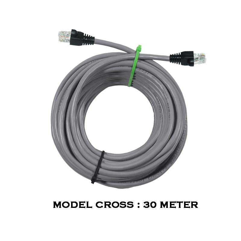 EELIC KAL-CATB5ECR HITAM PANJANG 30 Meter Kabel LAN Komputer Model Cross + Pelindung RJ45 Anti Slip Hitam Yang Terbuat Dari Karet Berkualitas