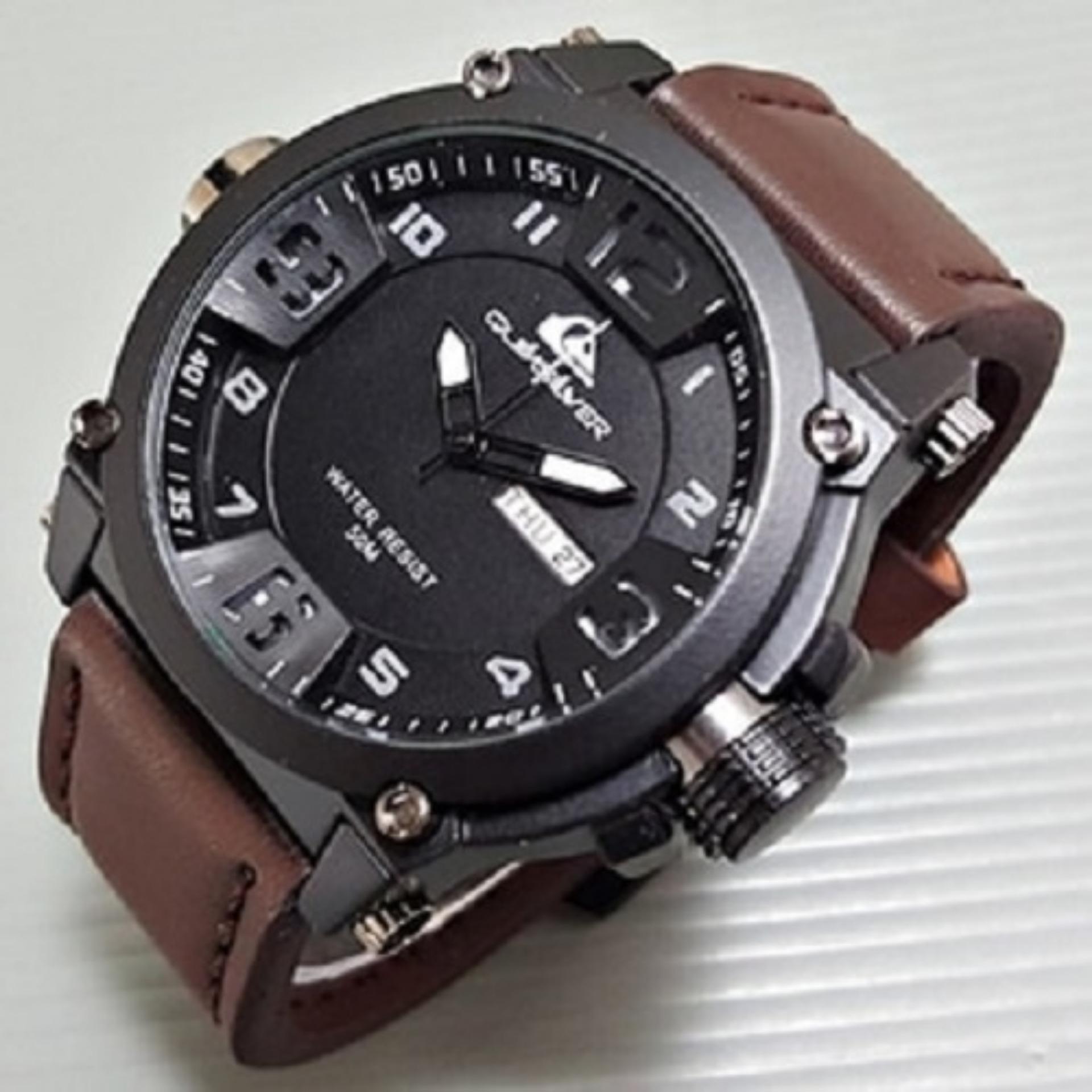 Jam Tangan Quiksilver Outdoorwatch/ Quicksilver / Rip-curl Ocean surfing - Jam Tangan Sport / Kasual Pria - Genuine Leather Strap / Tali Kulit