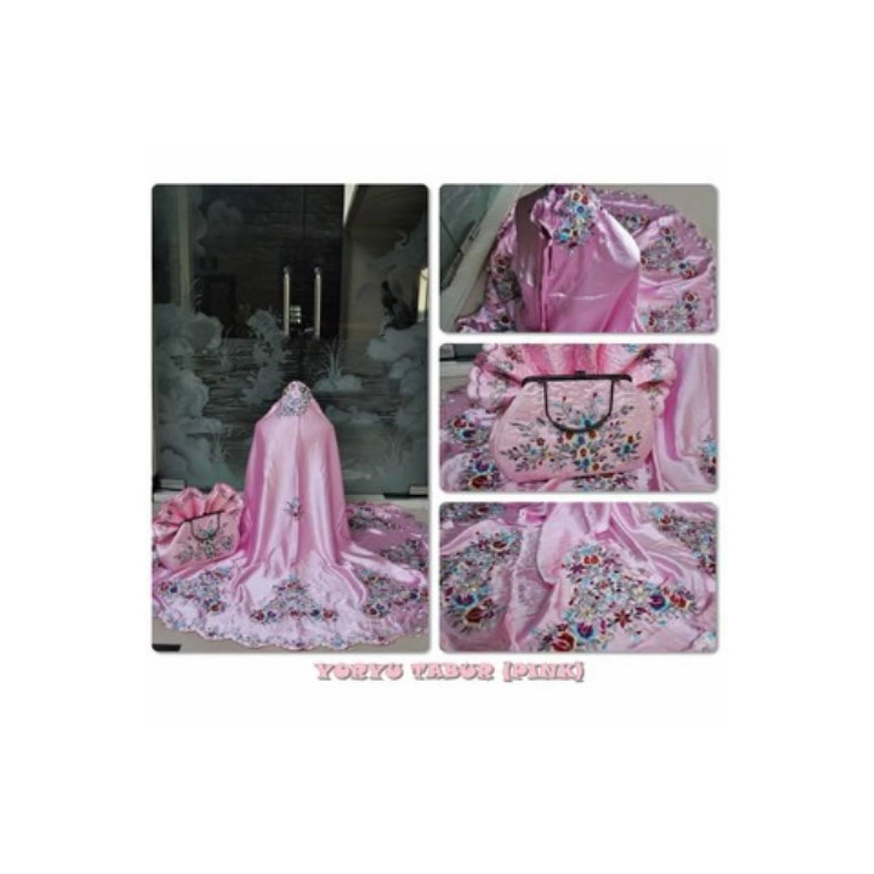 MUKENA DEWASA BORDIR LANGSUNG SATIN YORYU TABUR PINK