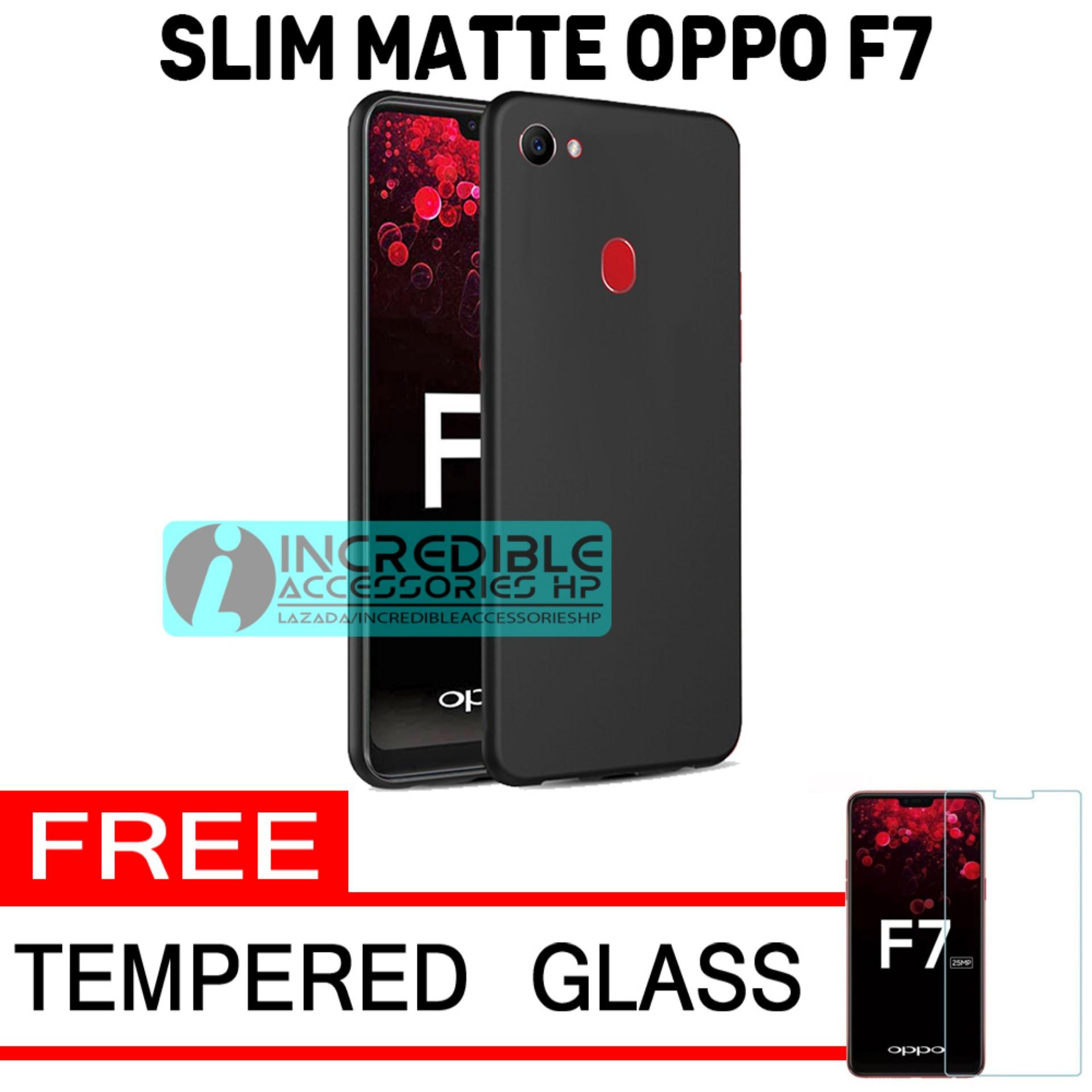 Case Slim Black Matte Baby Skin Softcase Premium Matte for Oppo F7 - Black + Free Tempered Glass