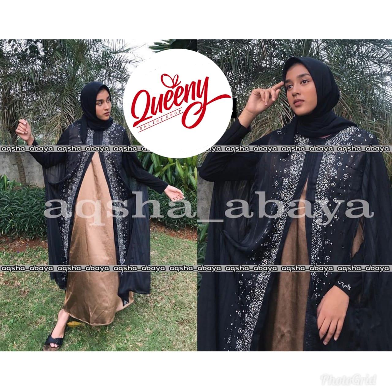 gamis abaya muslimah / abaya arab islami / abaya satin marbella fashion muslim kombinasi payet mewah