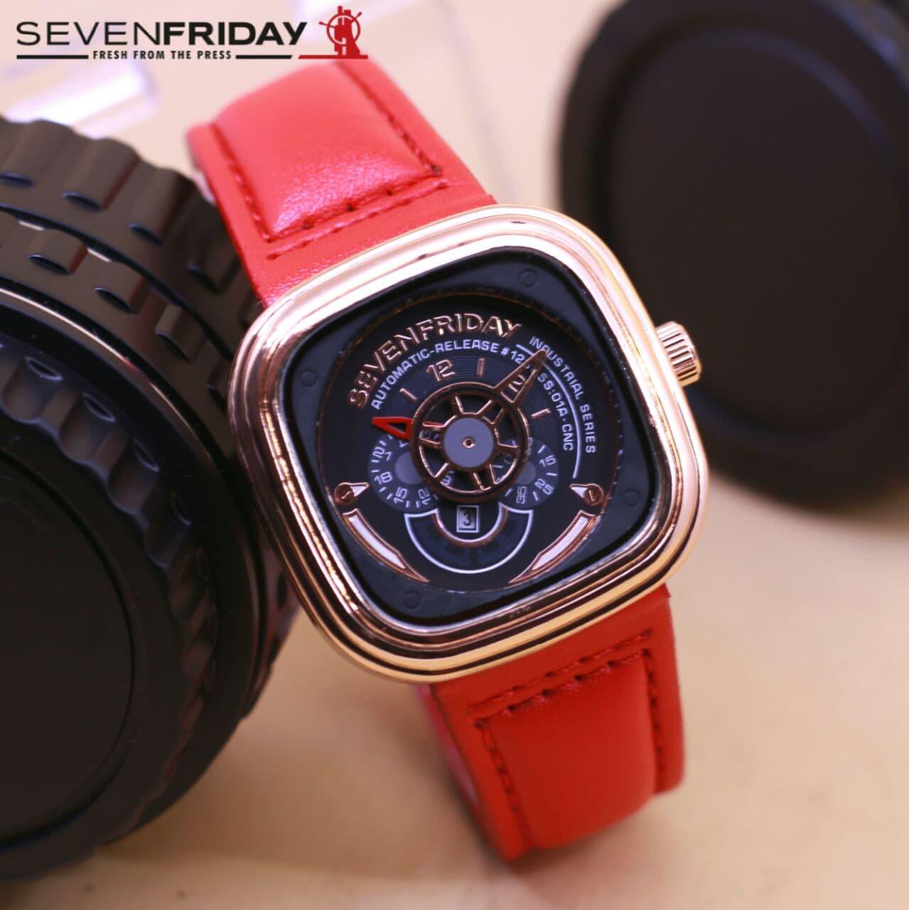 JAM TANGAN SEVENFRIDAY PLAT HITAM KULIT S052