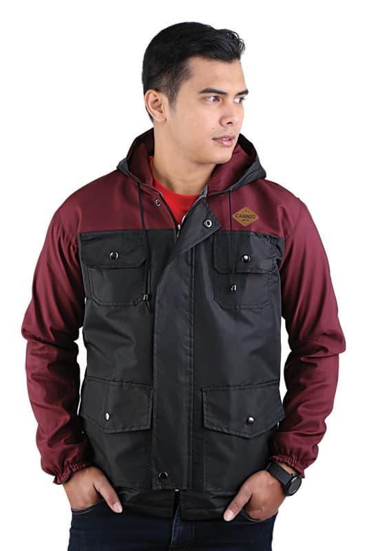 Promo Jaket Parka Hoodie Hitam Maroon Distro Catenzo - DI 074