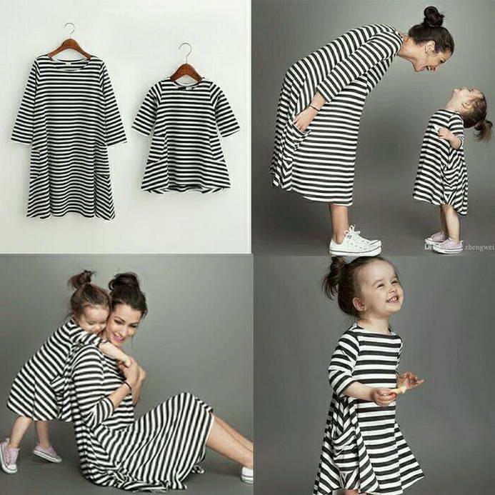 Baju Dress Couple Ibu Dan Anak Fashion Wanita Couple Mom And Kid Bahan Adam Dan Kualitas Tinggi