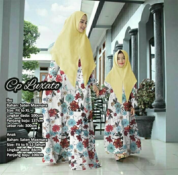 COUPLELOVER-FAMILY COUPLE SYARI LUXATO IBU & ANAK -(MOM XL KID 9-12TH)LONG DRESS MAXI COUPLE MOM & KIDS SYARI FASHION MUSLIM COUPLE BAJU FASHION