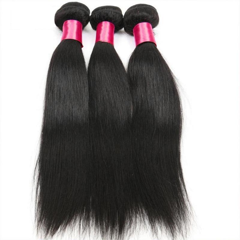 1 Bundel 16 inci Ekstensi Rambut Lurus Manusia 100% Rambut Asli 100 g / pc Rambut Sehat Warna Alami