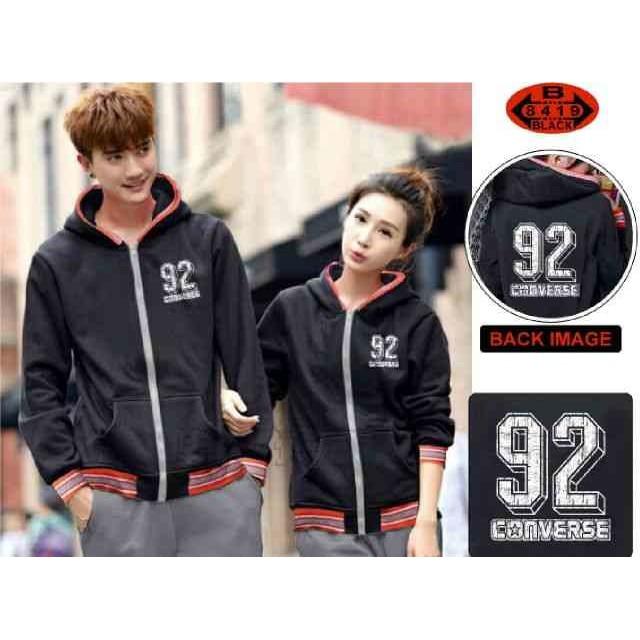 Dijual Cp Jkt Converse Black LT Jaket Couple Babyterry Warna Hitam Limited