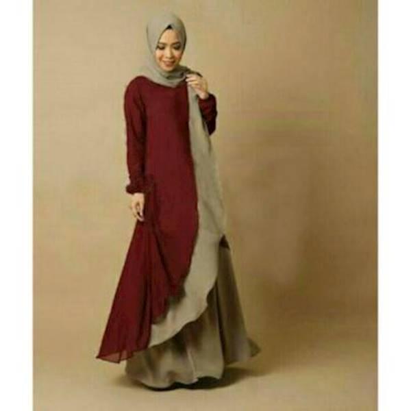 Promo Hari Ini Baju Muslim Gamis Liana Marun Hijab Set Maxi Kekinian Baju Remaja Gadis Wanita Xl