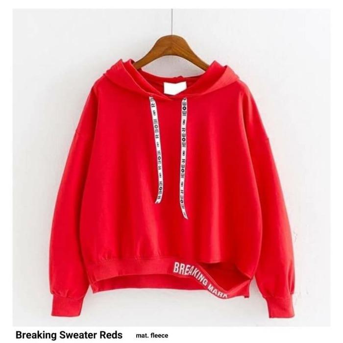 KEI'S jaket sweater wanita BREAKING RED SWEATER fashion wanita terbaru