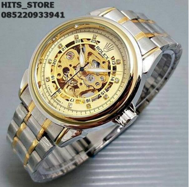 JAM TANGAN PRIA ROLEX AUTOMATIC LIST GOLD 3 RANTAI ANTI AIR TERBARU 2018