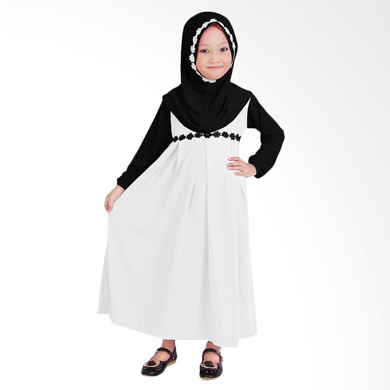 Baju Muslim Baju Gamis Anak Perempuan - Putih Hitam | Termurah