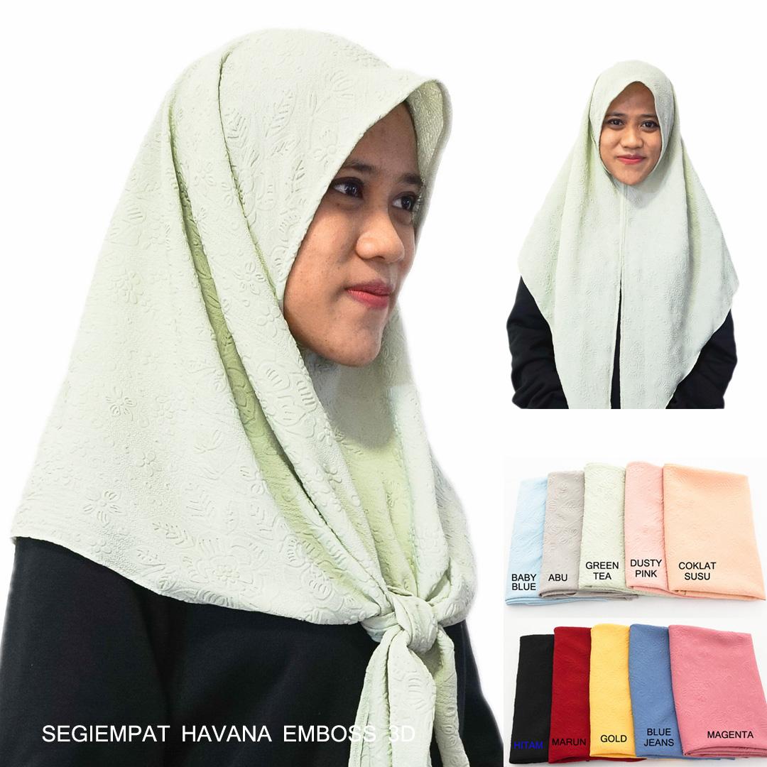 Kerudung Instan Jilbab Instan Hijab Segiempat Instan - Kerudung Havana Emboss Segitiga Khimar Hijab Pesta Timbul 3D