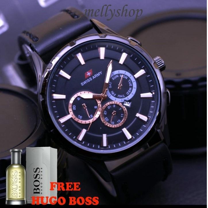Jam Tangan Pria / Swiss Army - Original - Keren - Kasual / Formal - Chrono Variasi - ( GRATIS PARFUM )