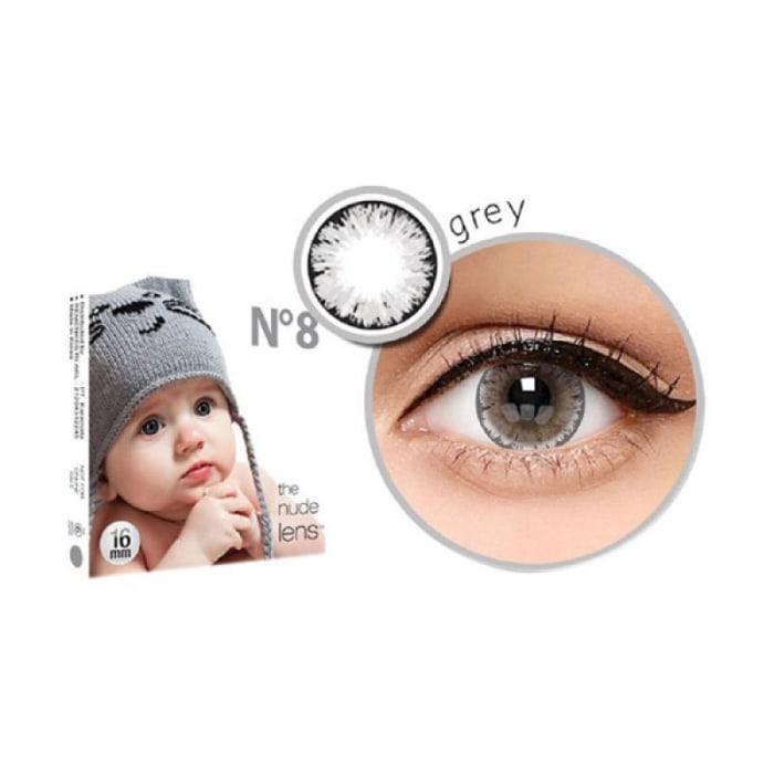 SR X2 Paket Softlens Ice Nude N8 / Free Lenscase & Cairan Pembersih Softlens 60ml - Grey (Abu-abu)