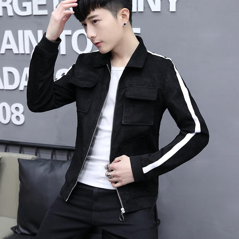 Korea Modis Gaya Beludru Kulit Rusa Pria Musim Semi Jaket Pria Jaket (8070 Merah)