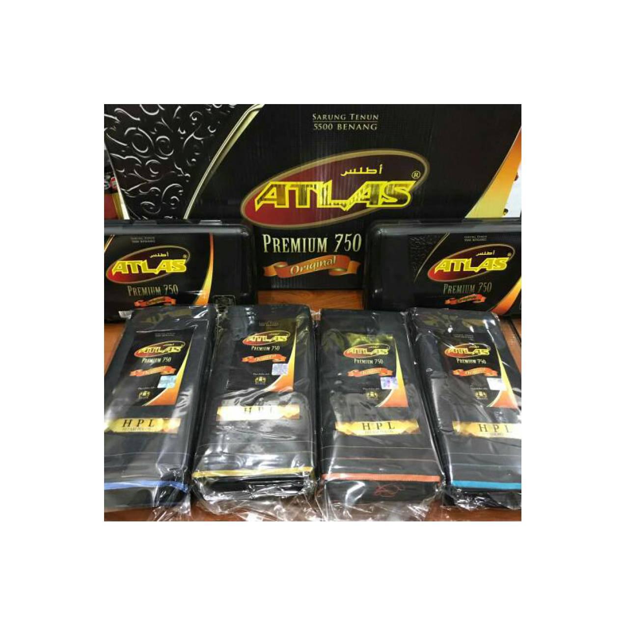 SARUNG ATLAS PREMIUM 750 HITAM POLOS (KODI/20Pcs)