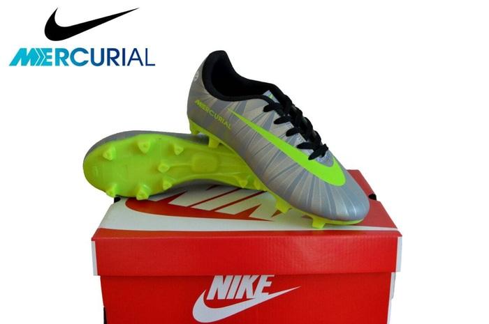 sepatu sepak bola anak nike mercurial CR7 silver green premium terbaru