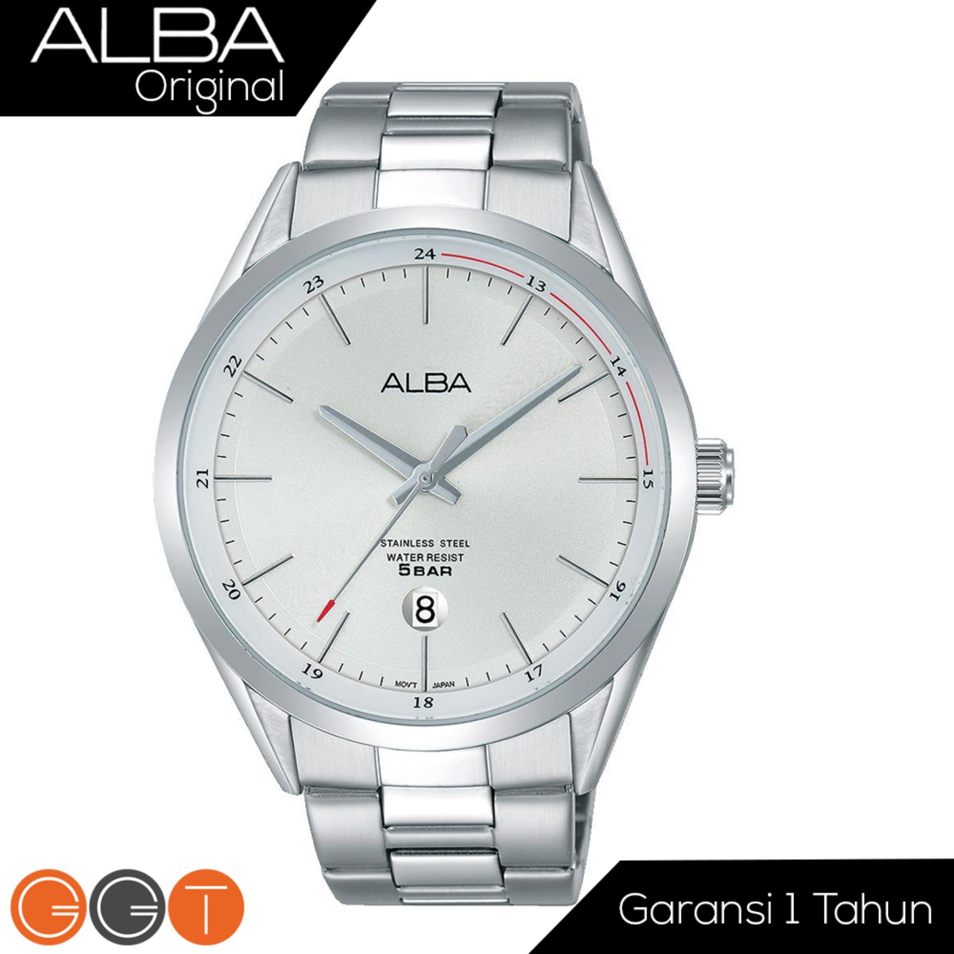 ALBA Jam Tanga Pria - Leather Strap - Quartz Movement - Hitam Dial - AS9D