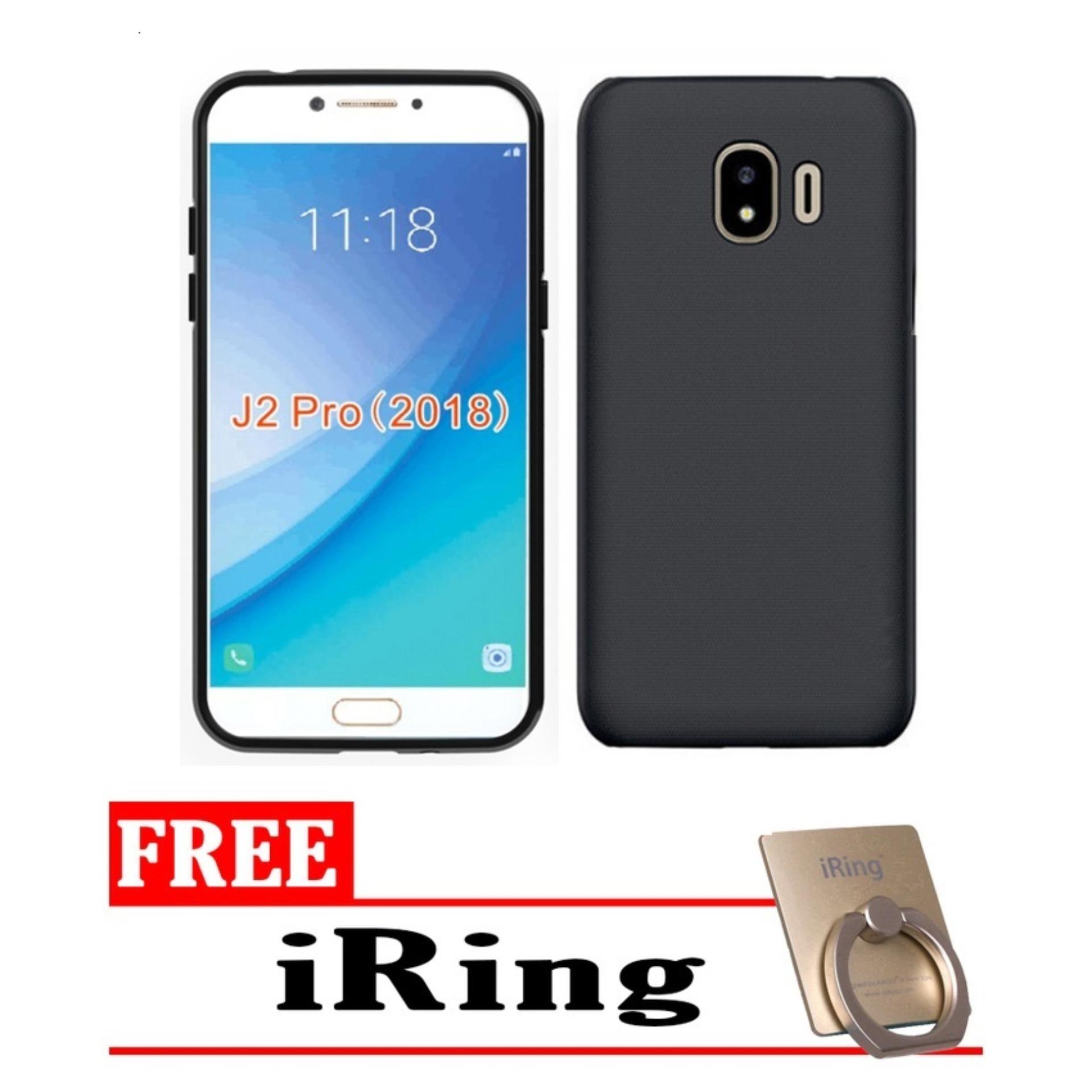 Case Slim Black Matte Samsung Galaxy J2 Pro 2018 Baby Skin Softcase Ultra Thin Jelly Silikon Babyskin - Black + Free iRing