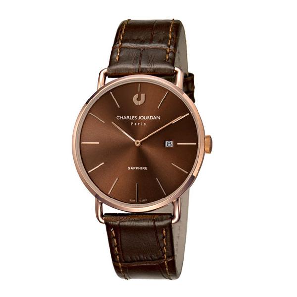 Charles Jourdan Jam Tangan Unisex Charles Jourdan CJ1001-3542 Rosegold Stainless Steel Leather Brown