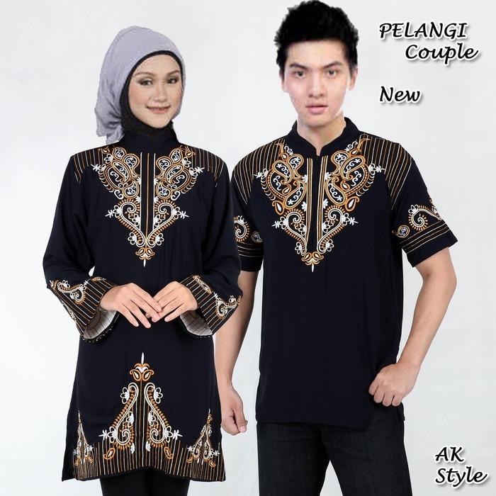 Butikonline83 - Baju Gamis Batik Couple - Baju Muslim Kapel - Kapelan Rayon Bangkok - Pakaian Lebaran / Idul Fitri