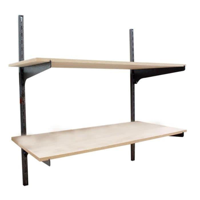KENMASTER RAK DINDING 2 SUSUN BESI - SET TERMASUK PAPAN KAYU DAN SIKU - ORIGINAL PRODUK