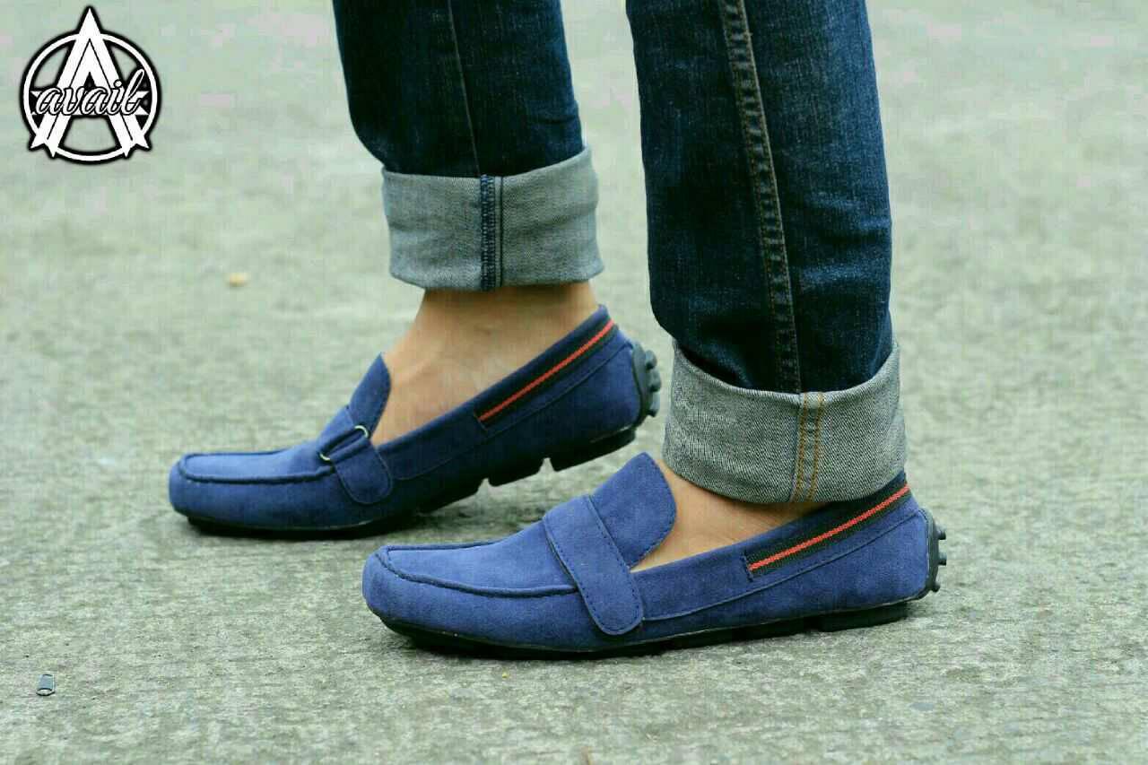 Termurah sepatu casual pria slip on suade avail everbest original slop navy Gudang Fashion