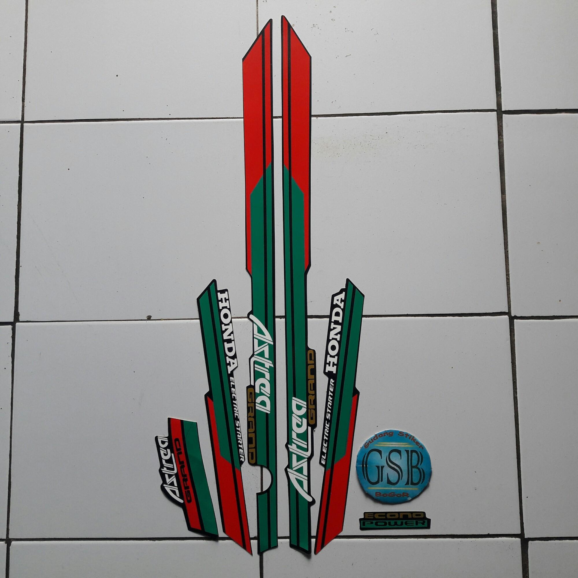 Stiker Striping Motor Honda astrea 1992 merah-hijau