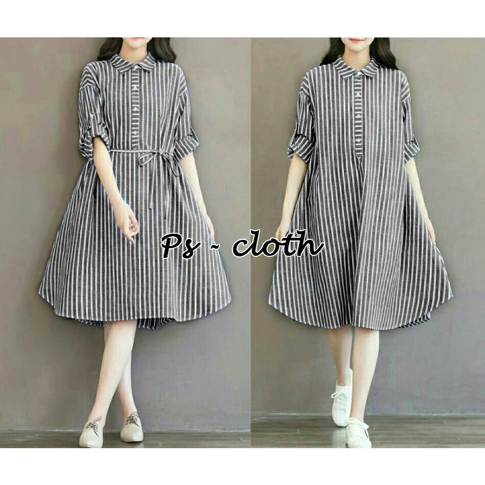 J&C Dress Jumbo Salur / Dress Kemeja Katun / Atasan Muslim / Kemeja Dress Katun / Mini Dress Katun / Kemeja Casual / Kemeja Katun Jumbo / Kemeja Big Size / Kemeja Dress Jumbo / Dress Kemeja Jumbo