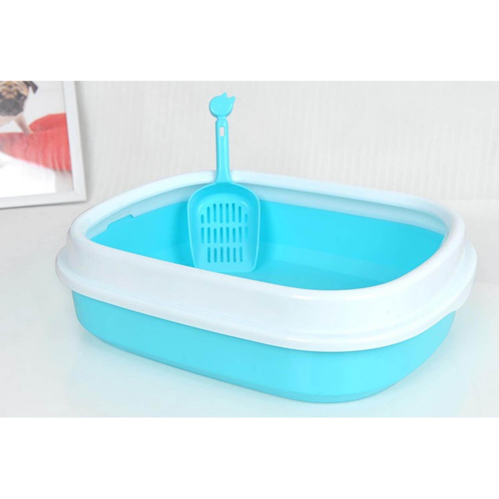 ADDA HOME - Japanese Style Pet Toilet, Tempat Pipis Peliharaan Kucing 46x38x15cm - Biru