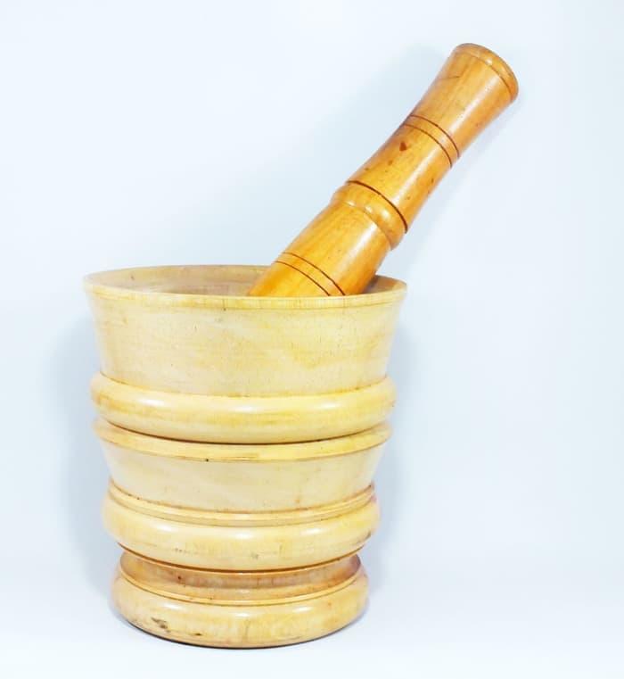 1 Set Isi 2 Lumpang Kayu / Penumbuk Bumbu + Alu Kayu Aren Khas Blitar