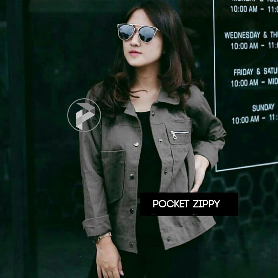 Pocket Zippy Jacket - Jaket Cewe / Jaket Wanita