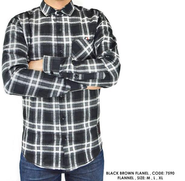 van shirt store KEMEJA PANJANG KERJA KANTOR FLANNEL FLANEL PANEL KOTAK ABU HITAM SOFT Dark Tosca Tartan