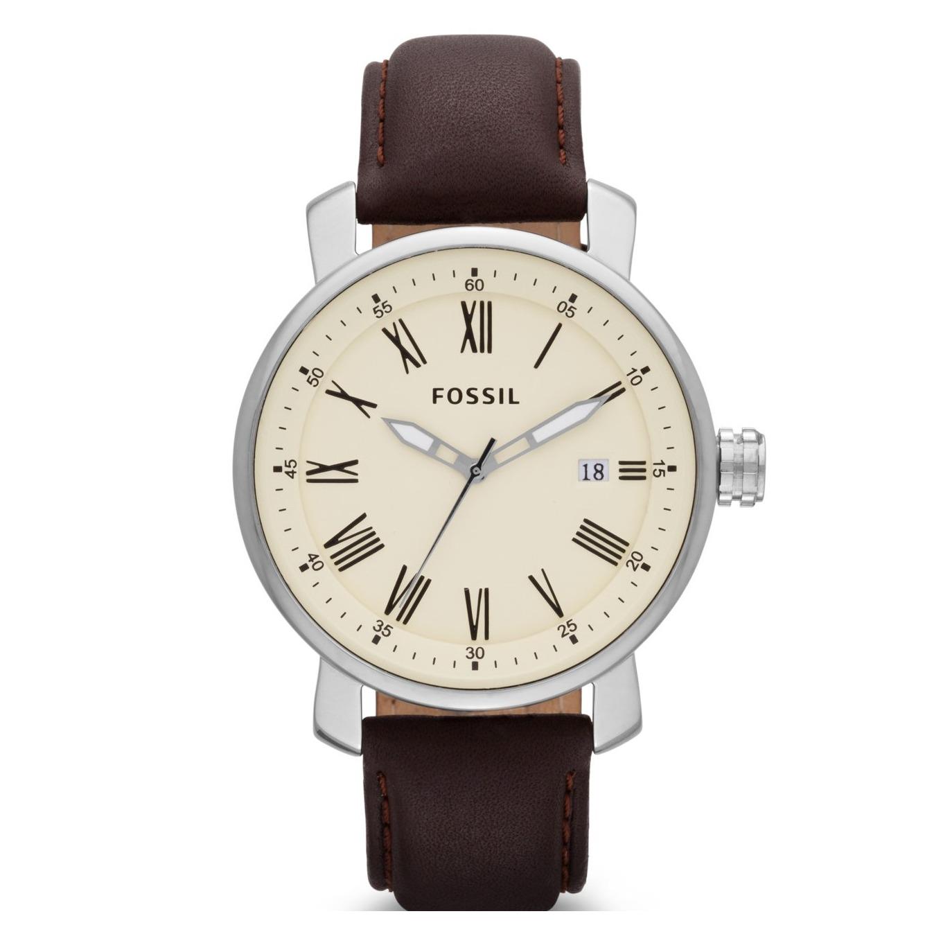 Fossil Rhett Three Hand Leather Watch Dark Brown, BQ 1016
