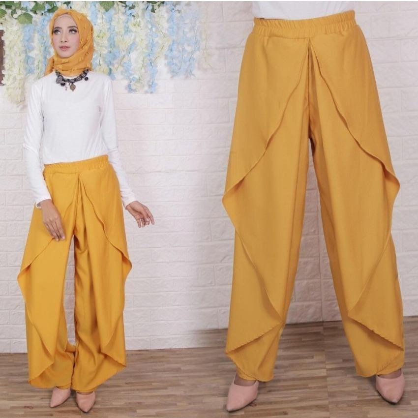 Celana Panjang Wanita FS0729 - KUNING / Kulot Jogger Muslim Aladin / Bawahan Muslimah
