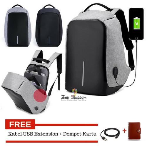 ZenBlossom Tas Ransel Anti Maling Laptop Travel Backpack USB Charger Support Anti Theft Model XD